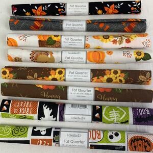 8 New 18" by 21" Halloween Ghost Pumpkin Thanksgiving Cotton Fat Quarters Fabric